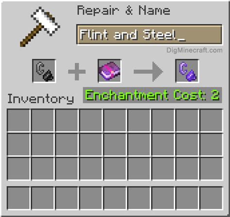 minecraft box that acts as a flint and steel|flint and steel enchantment.